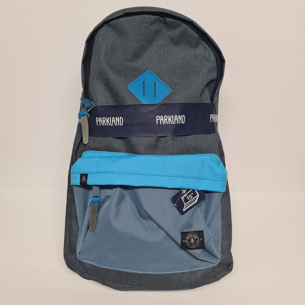 Parkland Meadow Backpack School Work 15" Laptop Padded Sleeve Bag Gray Blue
